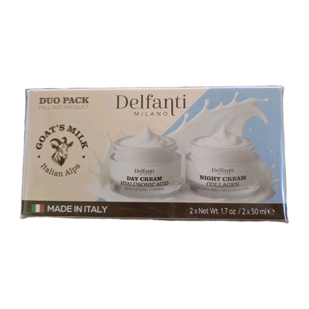 Goat Milk Face Cream Day & Night  Set Moisturizing Skin Care Duo Full Size 2x50m